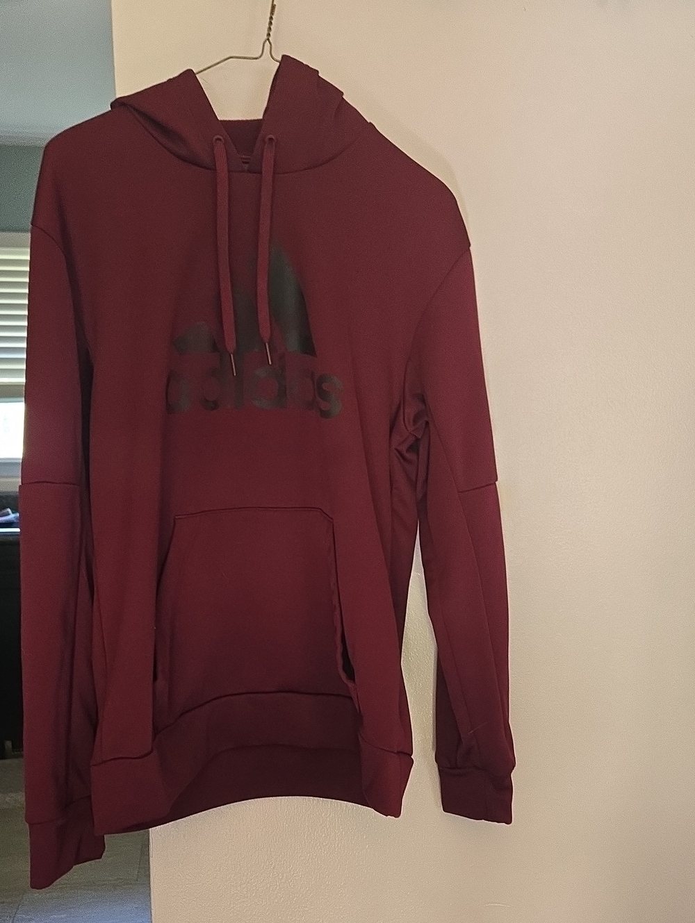 adidas Maroon Hoodie with Black Trefoil Logo